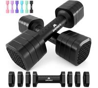 Amonax AMONAX Kit de Mancuernas Ajustables 4 en 1, Juego de Pesas 1kg/1.5kg/2kg/2.5kg para Mujer y Hombre, Set de Pesas para Gimnasio en Casa, Dumbbell Set para Fitness y Entrenamiento de Fuerza