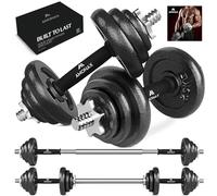 Amonax Pesas y Mancuernas Ajustables, Juego de Pesos Dumbbells Kit Hierro Fundido, Fitness Gimnasio en Casa Musculacion, Weights Set Mujer Halteres Barbell Hombres Ejercicios, Negro, 20 KG