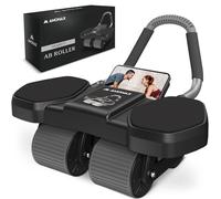 Amonax Rodillo Abdominales, Rueda Abdominal Cuatro Ruedas con Soporte para Codos, Ab Roller con Rebote Automático para Abdominales en Casa, Rodillo Fitness para Hombre y Mujer en Gimnasio en Casa