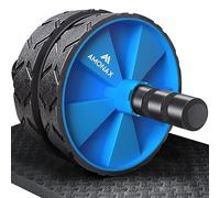 Amonax - Rodillo de rueda para abdominales con alfombrilla grande para ejercitar abdominales, doble rueda con modos de entrenamiento de fuerza dual en el gimnasio en casa (Azul)