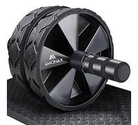 Amonax - Rodillo de rueda para abdominales con alfombrilla grande para ejercitar abdominales, doble rueda con modos de entrenamiento de fuerza dual en el gimnasio en casa (Negro)