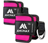 Amonax Tobillera para polea (Acolchado) para piernas y Tobillos, Correas Tobillos Gym Cable maquinas, Gimnasio, Fitness - Mujeres y Hombres (2 Piezas - Rosa)