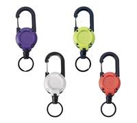 AMONENZ 4 Piezas Llavero Retractil, Antipérdida Llavero Extensible, Creativo Llaveros Retráctil, con Cable de 64 cm, 4 Colores, para Pesca, Viajes