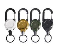 AMONENZ 4 Piezas Llavero Retractil, Llavero Extensible Creativo, con Cable de Acero de 64 cm, 4 Colores, para Pescar, Viajar