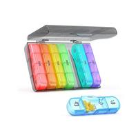 AMONENZ Caixa Medicamentos Semanal, 28 Compartimentos Pastilleros Semanales, Pastillero Semanal 4 Tomas, con Recordatorio de Medicación, Sello Independiente para Guardar Pastillas, Vitaminas