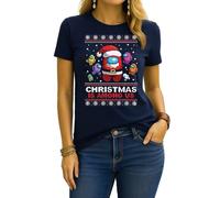 Among Christmas Us | Ugly Christmas Christmas - Camiseta para mujer, azul marino, M
