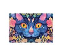 Among The Blue Cat Flowers - Manteles individuales lavables y fáciles de limpiar, aptos para uso en interiores y exteriores, para mesa de comedor, juego de 6