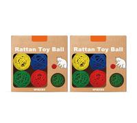 AMONIDA 8 Piezas de Juguete de Pelota de Ratán para Gatos, Estimula el Salto y Rasca, Juguete Interactivo de Mimbre para Gatos con Instintos, Diversión, Pelota de Juego Ligera y S (8 Piezas)