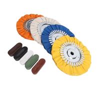 AMONIDA 9 Ruedas Pulidoras de Vías Respiratorias de 8 Pulgadas para Amoladora Angular de 4,5 Pulgadas, Kit de Rueda de Pulido de Metal de Aluminio sin Bridas, Herramienta de Pulido de 5 Barras