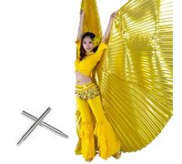 AMONIDA Accesorio de Alas Doradas para Danza del Vientre, Deslumbrante Danza de Apertura de 270 Grados para Artistas, Fibra de Poliéster de 145 Cm, Llamativo Blanco Dorado Plateado (1)