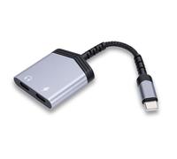 AMONIDA Adaptador de de Carga Rápida 2 en 1 Tipo C Hub para Auriculares con Cable Diseño Portátil 60W Tamaño Compatible 15x3.8x0.8cm