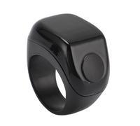 AMONIDA Anillo Contador de Tasbih Digital Inteligente, Rastreador de Oración con Alertas de Vibración a 33/66/99/100, Carga Magnética, Tamaños Intercambiables (Black)