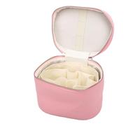 AMONIDA Bolsa de Maquillaje, Material de PU y Organizador de Maquillaje Portátil de Gran Capacidad con Divisores Extraíbles y Bandas Elásticas, Asa, Bolsa de Aseo Resistente para