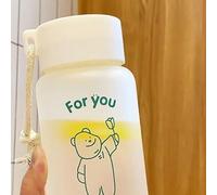 AMONIDA Botella de Agua para Niños, Taza Portátil con Diseño de Dibujos Animados para Estudiantes, Material de PC Saludable e Inodoro, 401-500ml (oso verde)