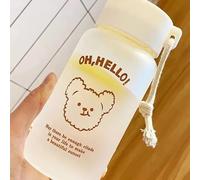 AMONIDA Botella de Agua para Niños, Taza Portátil con Diseño de Dibujos Animados para Estudiantes, Material de PC Saludable e Inodoro, 401-500ml (cabeza de oso)