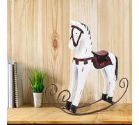 AMONIDA Caballo Balancín de Madera Hecho a Mano Pintado, Juguete para Niños Bellamente Tallado, Perfecto para Regalos y Decoración, Madera Nórdica Duradera (White)
