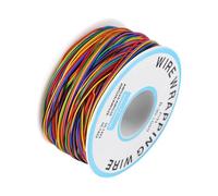 AMONIDA Cable de Puente de Placa de Pruebas de Cobre Estañado, Cable de Envoltura de Aislamiento Multicolor de 8 Hilos 30 AWG de 0,6 Mm, Puente de Soldadura de PCB con Carrete de Plástico, Ideal para