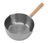 AMONIDA Cacerola de Acero Inoxidable con Largo de Madera para Hervir Pasta y Sopas a Fuego Lento, Olla Eléctrica Duradera, 1 Olla (20 centímetros)