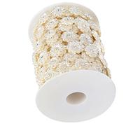 AMONIDA Cadena de Diamantes de Imitación con Perlas y Flores, Elegante Adorno de Perlas ABS para Manualidades, Accesorios Nupciales y Decoración, 1 Pieza