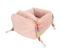 AMONIDA Cama Colgante para Hámster, Hamaca con Cadena para Hámster, Suave Forro de Conejo, Cama para Animales Pequeños con Almohada Pequeña, Ideal para Chinchillas, Loros y Mascotas Pequeñas (S)