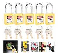 AMONIDA Candado de Bloqueo de 38 Mm Cuerpo de Cerradura de Acero PA de Nailon Antideslizante con Viga de Bloqueo Cromada Etiqueta Grabable para Petróleo, Gas, Energía Química, (YELLOW)