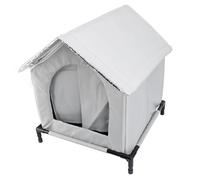 AMONIDA Casa Grande para Gatos Al Aire Libre, Refugio Aislado para Gatos Callejeros, Tienda de Campaña Impermeable de Invierno para Exteriores, Tela Resistente Al Agua, 1 Casa para (Gray)