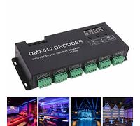 AMONIDA Decodificador de 24 Canales, Pantalla Digital RGBW DMX512 Controlador de Atenuación Controlador LED con Función de Sincronización, para Proyectos de Decoración Exterior LE