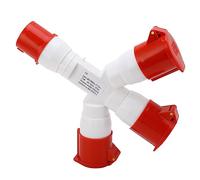 AMONIDA Enchufe Industrial Preciso IP44 a Prueba de Agua 1 Entrada 3 Salidas 4 Pines Conectores Eléctricos de Alimentación a Prueba de Explosiones 32A 380-415V Estable y Confiable para Fabricación