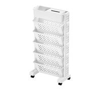 AMONIDA Estantería Móvil, Estructura de Plástico Resistente, Giratoria, Práctica, Estante de Organización Rodante de Gran Capacidad para Oficina (6 Capas)
