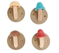 AMONIDA Ganchos de Pared Rústicos con Forma de Seta, Estéticos y Duraderos para Colgar Abrigos y Bolsos para Decoración del Hogar, 4 Piezas de Madera Maciza