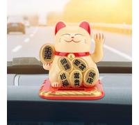 AMONIDA Gato de la Suerte Solar Que Agita la Decoración Adorable del Coche del Hogar del Encanto para la Salud de la Riqueza 110g Color Dorado (Gold)