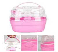 AMONIDA Jaula Transportadora para Hámster, Material Seguro, Transpirable, Portátil, Gran Espacio para Hámsters y Animales Pequeños, Plástico de 7,9x6,3x5,9 Pulgadas (Pink)