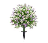 AMONIDA Juego de 2 Bolas de Topiario de Flores Artificiales con Puntas, Arbustos Realistas a Prueba de Intemperie para Decoración de Bodas en el Jardín del Hogar (Morado y Blanco)