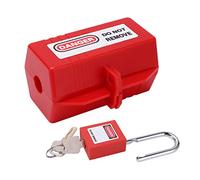 AMONIDA Juego de Bloqueo de Enchufe de Alimentación, Carcasa Resistente a Impactos con Candado para Química de la Industria de TV Industrial (Caja de seguridad grande + candado de 38 mm)