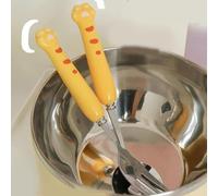 AMONIDA Juego de Cubiertos de Dibujos Animados, Tenedor y Cuchara de Acero Inoxidable para Niños a la Hora de Comer en Casa o para Acampar