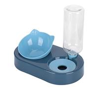 AMONIDA Juego de Cuencos Dobles Automáticos para Agua y Comida para Comer y Beber Limpios, con Material No Tóxico, Adecuado para Gatos (Blue)