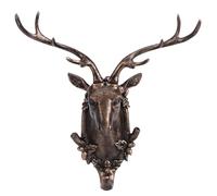 AMONIDA Juego de Ganchos de Resina, Elegantes Ganchos de Pared con Forma de Animal para Toallas, Sombreros, Abrigos, Llaves en el Baño y la Cocina, 15x7x16cm (Cabeza de Ciervo (Oro Antiguo))
