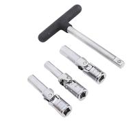 AMONIDA Juego de Llaves para Bujías Incandescentes para Reparación | de barra en T con junta universal, extensión de 145 mm, casquillos de 8 mm, 10 mm y 12 mm