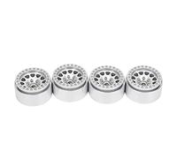 AMONIDA Juego de Neumáticos de Cubo de Rueda de Coche RC Crawler de Metal para Axial SCX10 SCX10II 90046 90047, Accesorio RC de Aleación Premium 1:10 para Excavadoras, 4 Piezas Negro y Plateado