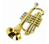 AMONIDA Juguete de Trompeta para Niños con Platillo en Acabado Dorado, Instrumento de Viento Musical Principiantes, Estimula la Creatividad y el Interés, Hecho de ABS Duradero y Arce