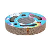 AMONIDA Juguete Rascador para Gatitos Corrugado, Juguete para Aliviar el Aburrimiento, Almohadilla Rascadora para Gatos, Interactivo, Redondo, Portátil, Engrosado con Bola de Campana