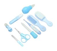 AMONIDA Kit de Cuidado para Bebés de 9 Piezas, Juego de Herramientas Esenciales para Bebés, Incluido Cortaúñas, Cepillo para el Cabello, Tijeras y Más (BLUE)