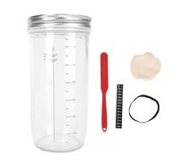 AMONIDA Kit de Iniciación de Masa Madre de 24 Oz, Almacenamiento Multifuncional de Vidrio para Entusiastas de la Repostería con Espátula y Marcadores