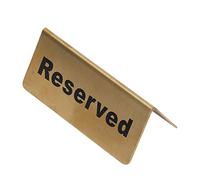 AMONIDA Letrero Reservado para Mesa de Metal Dorado, Diseño de Tienda de Campaña de Doble Cara con Acero Inoxidable, para Restaurantes, Bares, Cafeterías, Salones de té y Hoteles (Reservado)