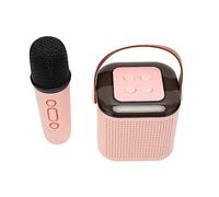 AMONIDA Máquina de Karaoke, Altavoz Bluetooth Portátil con Efecto de Luz RGB y 1 Micrófono Inalámbrico para Fiesta en Casa, Minijuego de Viaje (Pink)