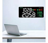AMONIDA Medidor de Decibelios LED 4 en 1, Medidor de Ruido, Termómetro, Higrómetro y Reloj, Monitor de Ruido WiFi con Brillo Ajustable, Pantalla LED de 11 Pulgadas para Aplicación