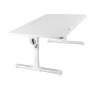 AMONIDA Mesa de Cama para Computadora Portátil con Patas Plegables para Escribir y Comer Portátil Aleación de Aluminio Ajustable 60x40cm (Blanco cálido)