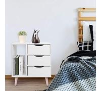 AMONIDA Mesita de Noche, Mesita de Noche de Tablero de Partículas Resistente con Cajones, Diseño Moderno y Elegante, Ideal para Almacenamiento y Organizador de Dormitorio