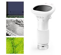 AMONIDA Microscopio de Pantalla de 2 Pulgadas Zoom de 100 a 1000X Microscopio Digital Portátil de 2MP con 8 LED 6 Niveles de Brillo Soporte Tipo C para Conexión a PC Imágenes HD e (White)