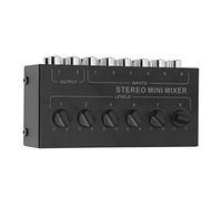 AMONIDA Mini Mezclador Estéreo Pasivo de 6 Canales, Mezclador con Control de Volumen Independiente y Almohadilla Antideslizante, para Computadora Portátil con CD